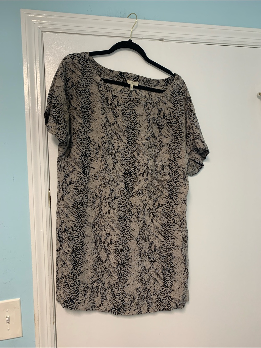 Joie Black and grey  Animal Print Blouse 100 percent silk